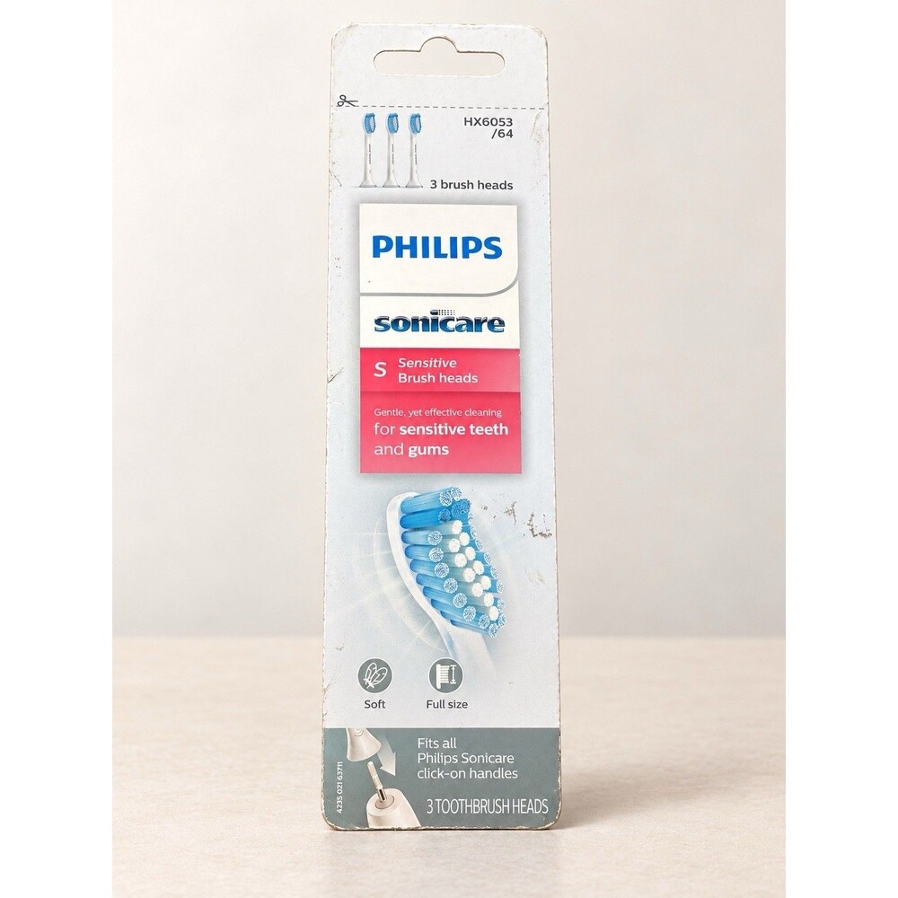Philips Sonicare (3) Sensitive Replacement Brush Heads For Sensitive Teeth Gums!